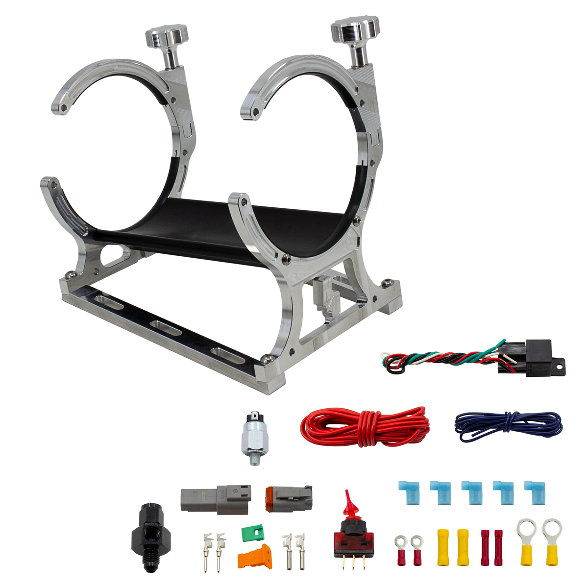Nitrous Outlet Single Billet Automatic Heated Horizontal Mount Bottle Bracket - 10lb/15lb/6AN