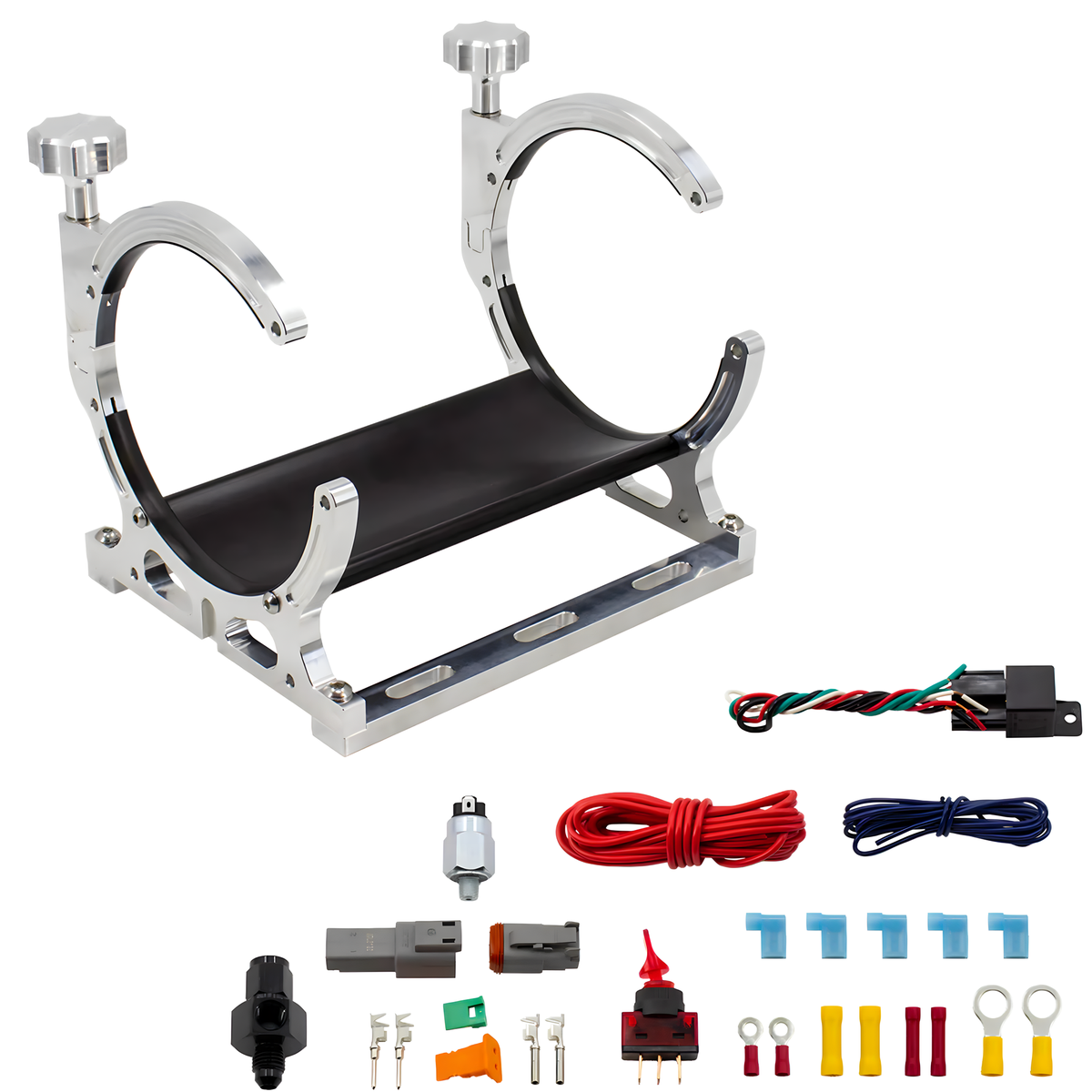 Nitrous Outlet Single Billet Automatic Heated Vertical Mount Bottle Bracket - 10lb/15lb/6AN