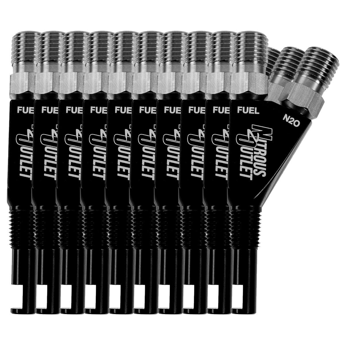 Nitrous Outlet 1/16" NPT Wet Nitrous Nozzle - 10 Pack/90 Degree Discharge/Aluminum