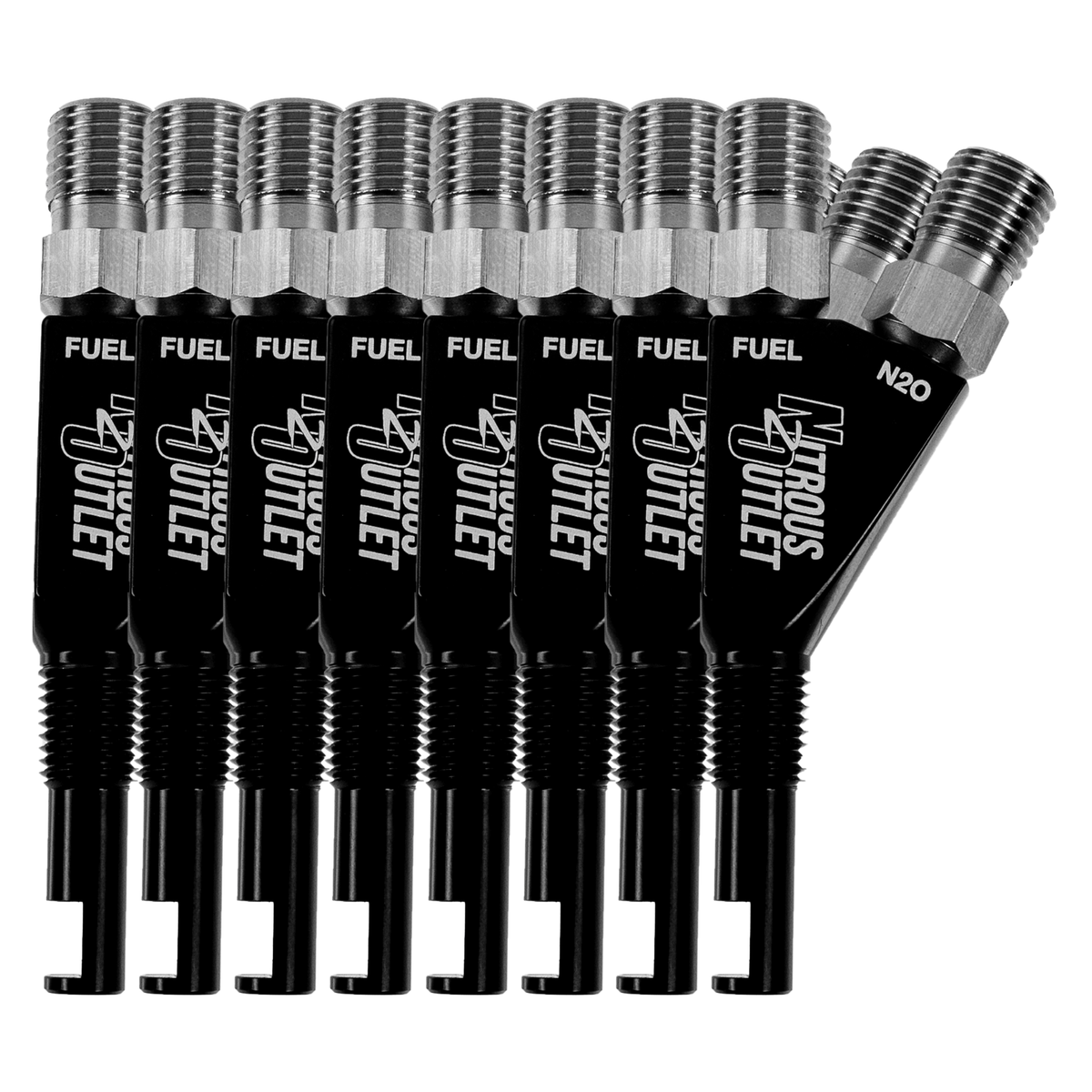 Nitrous Outlet 1/16" NPT Wet Nitrous Nozzle - 8 Pack/90 Degree Discharge/Aluminum
