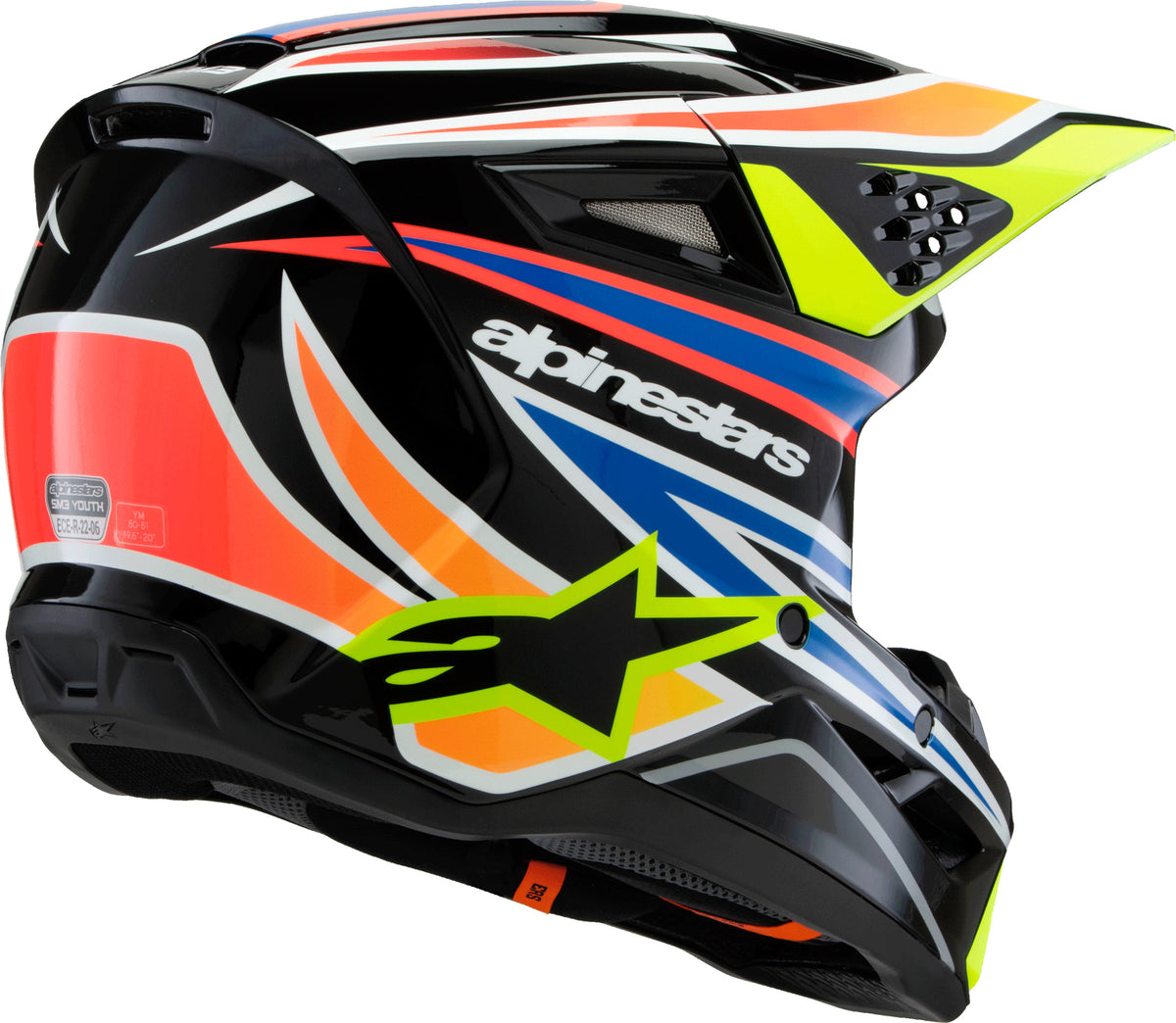 Sm3 Youth Wurx Helmet Blk/Ylw Fluo/Blue/Red  Ym