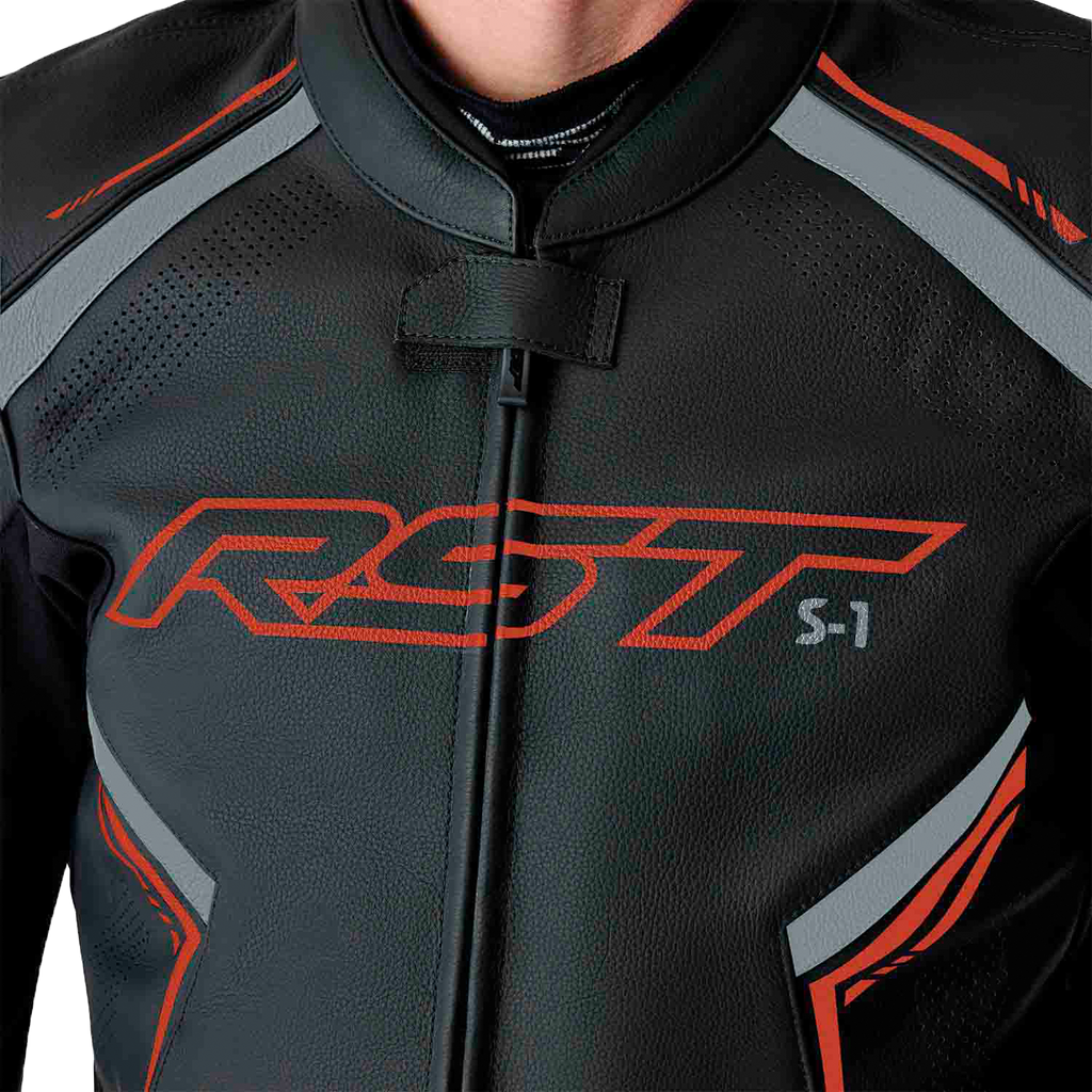 S1 D3o Leather Jacket Blk/Gry/Red Sm