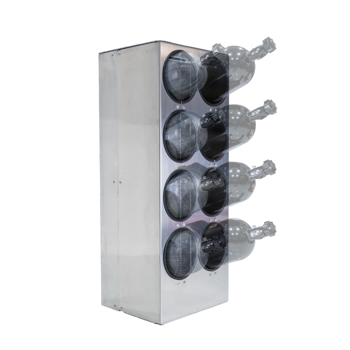 860 Performance Nitrous Bottle Holder - Stacked - 8x 10lb, 12lb or 15lb Bottles / Raw Finish