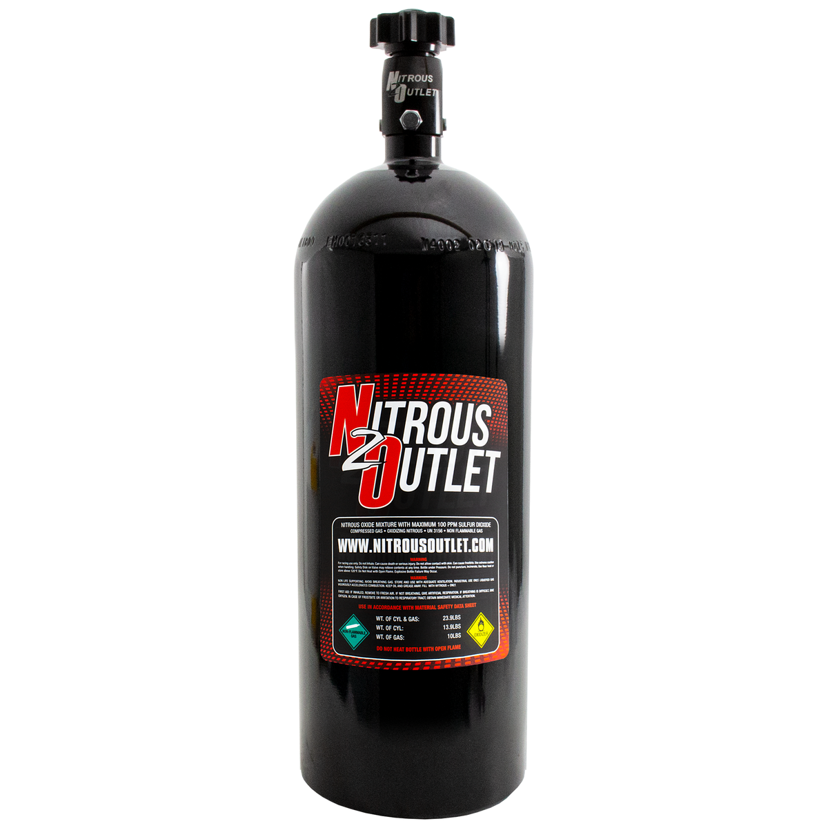 Nitrous Outlet 10lb Nitrous Bottle - .508 ID Billet Valve