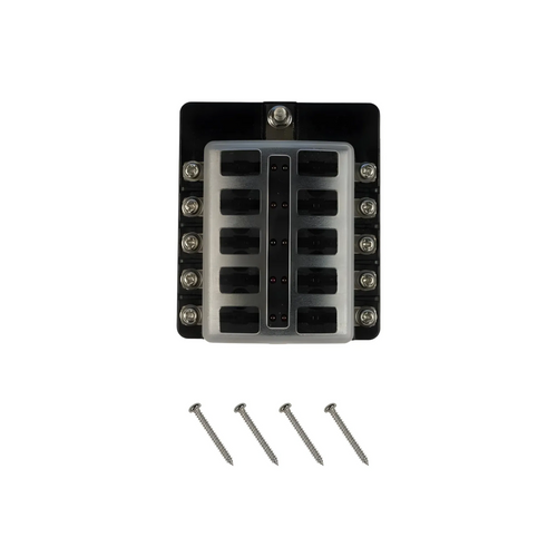 10-Way LED Illuminated Blade Fuse Box with Cover