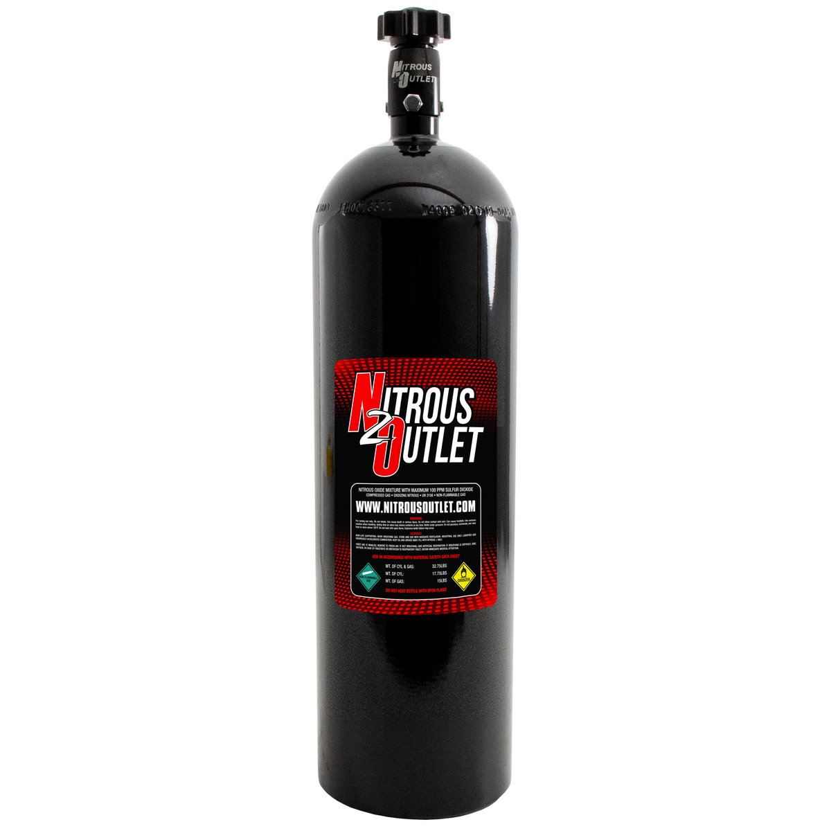 Nitrous Outlet 15lb Nitrous Bottle - .508 ID Billet Valve