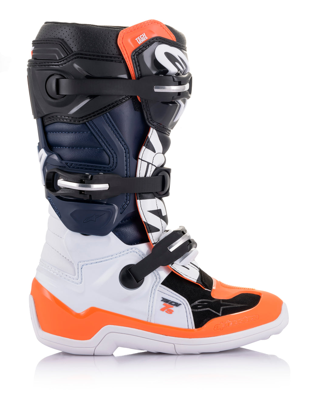 Tech 7s Boots Black/White/ Orange Fluo Sz 08