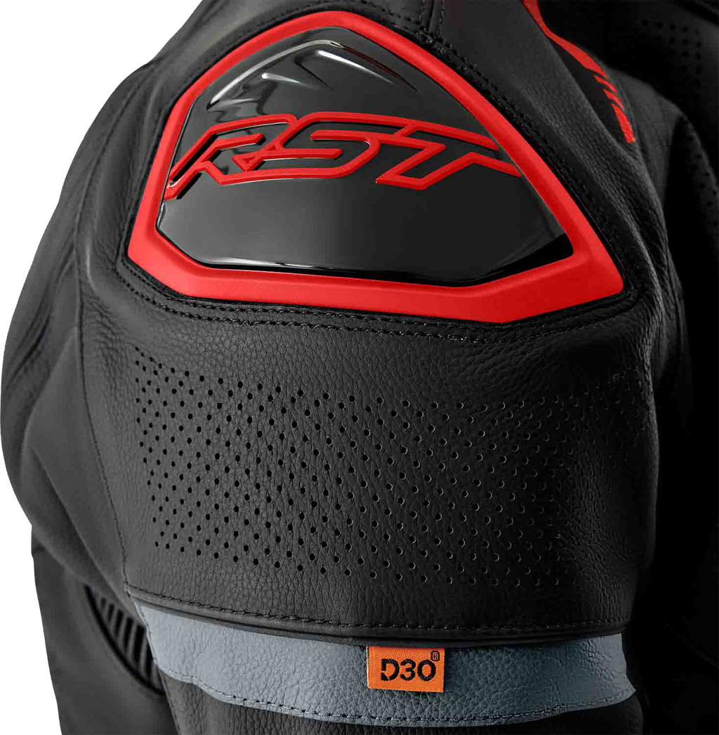 S1 D3o Leather Jacket Blk/Gry/Red 2x