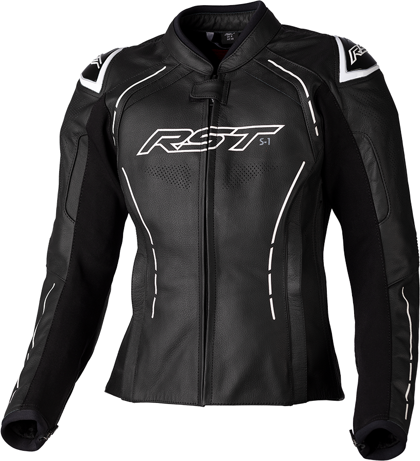 Ladies S1 Ce Jacket Black/White Leather Xs