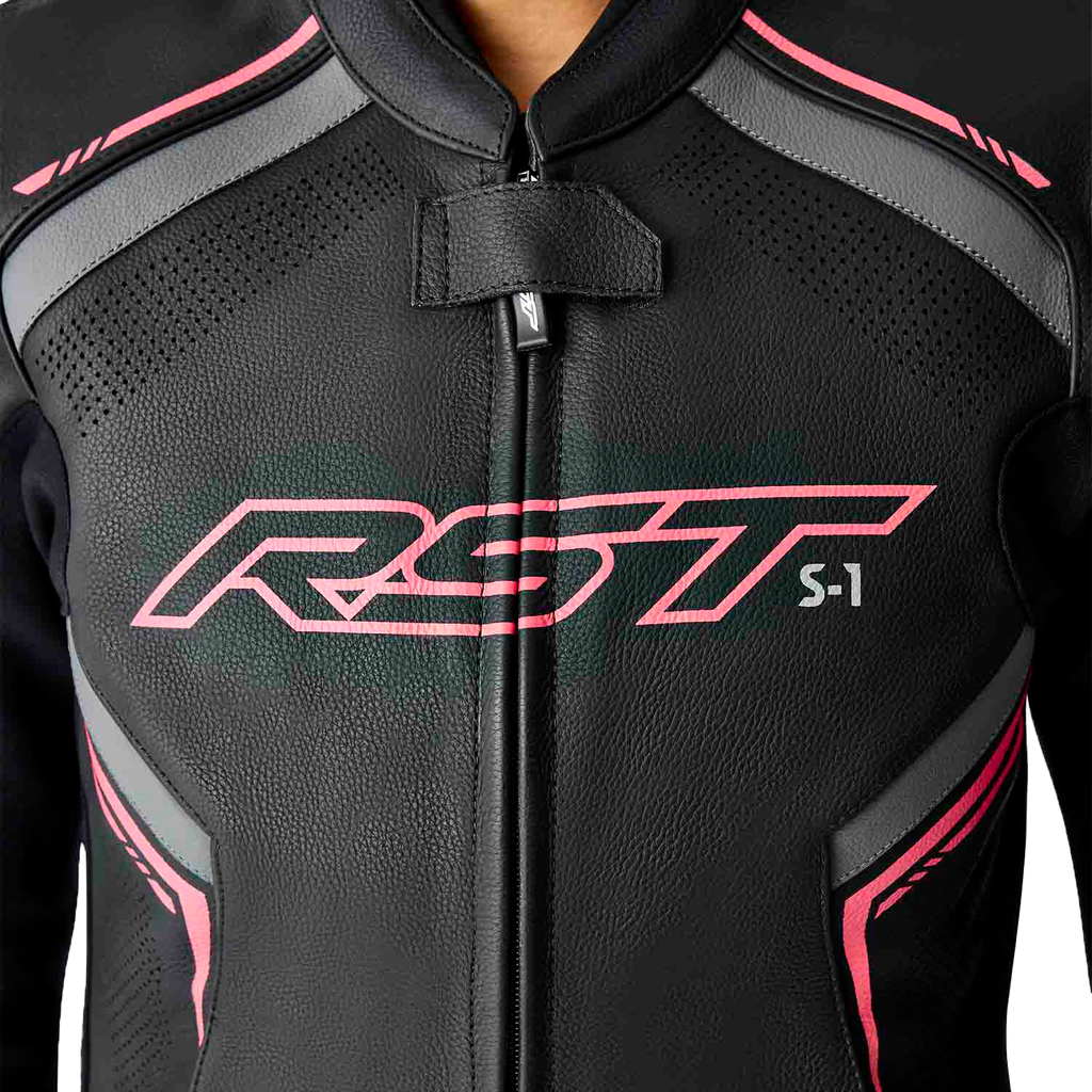Womens S1 D3o Leather Jacket Blk/Flo Pink 2xl