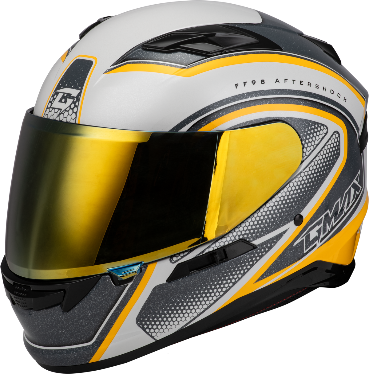 GMAX FF-98 Aftershock Helmet White/Metallic Silver