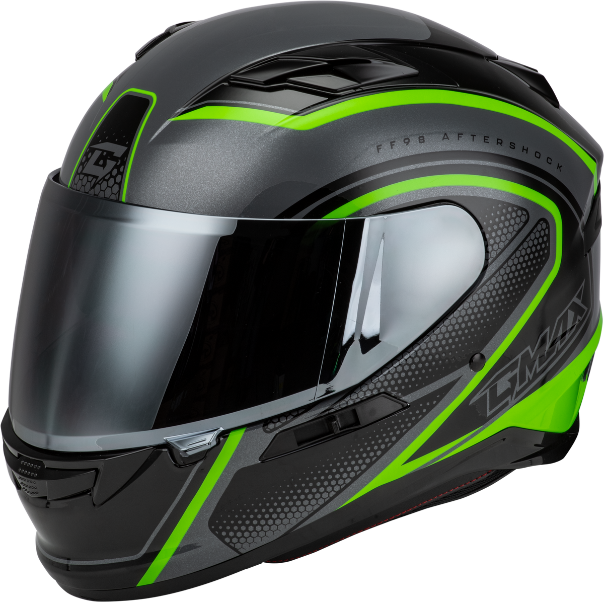 GMAX FF-98 Aftershock Helmet Grey/Neon Green