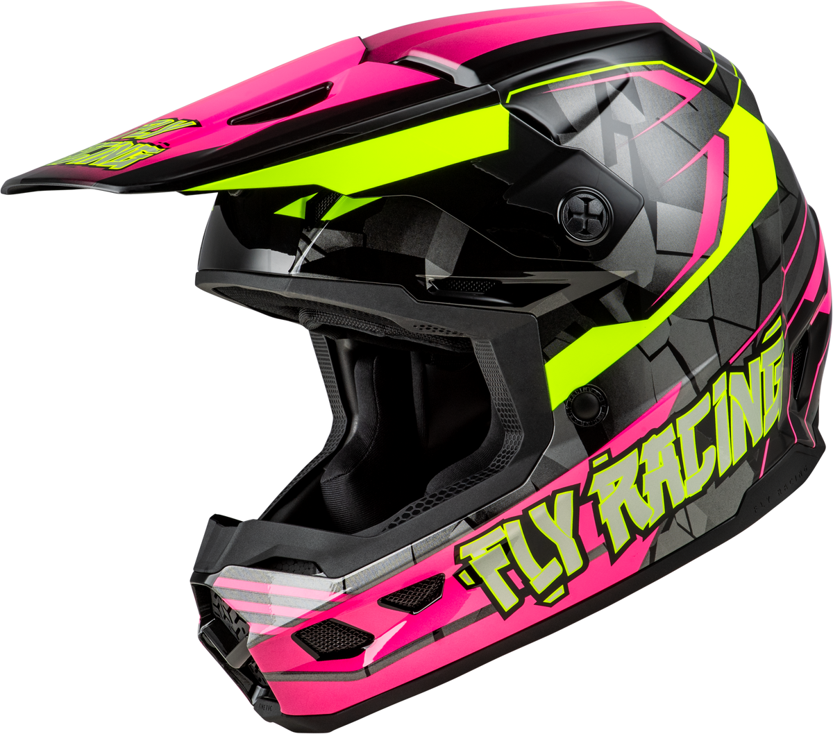 Youth Kinetic Scorched Helmet Neon Pink/Hi Vis/Black Yl