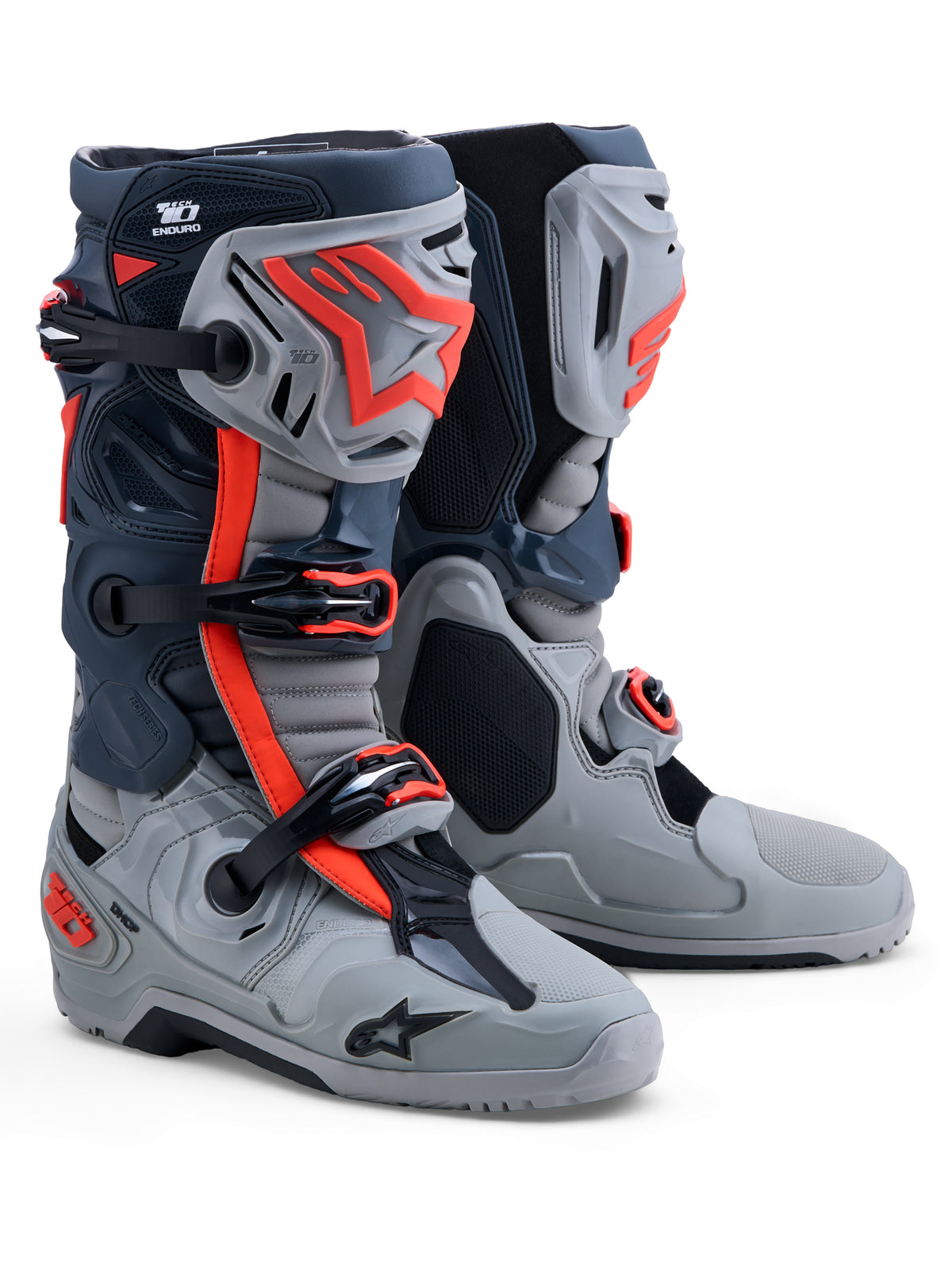 Tech 10 Enduro Boots Mid Gry/Drk Gry/Red Fluo 7