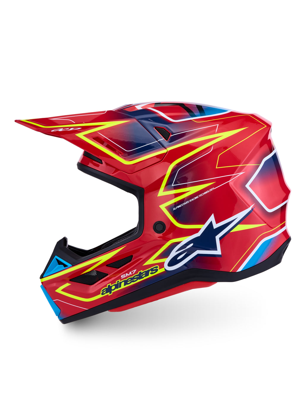 S M7 Cast Helmet Ece06/Dot Red/Yllw Fluo/Blue Glossy Lg