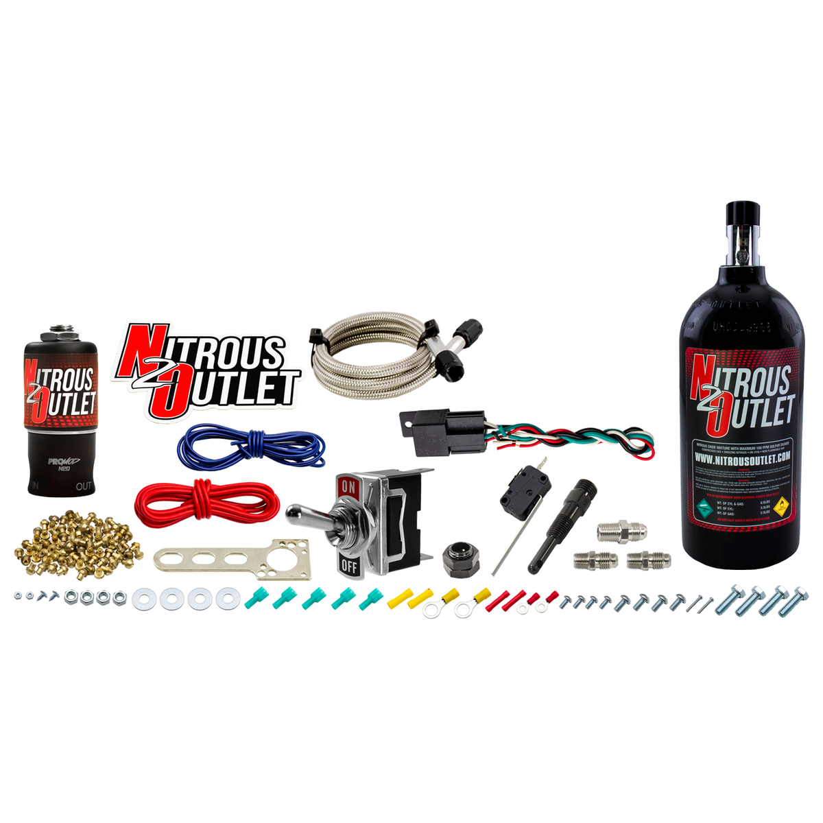 Nitrous Outlet Powersports EFI Single Cylinder Dry Nozzle System (Aluminum 90 Degree Nozzle)(10,15,20,25,30 HP)(No Bottle)