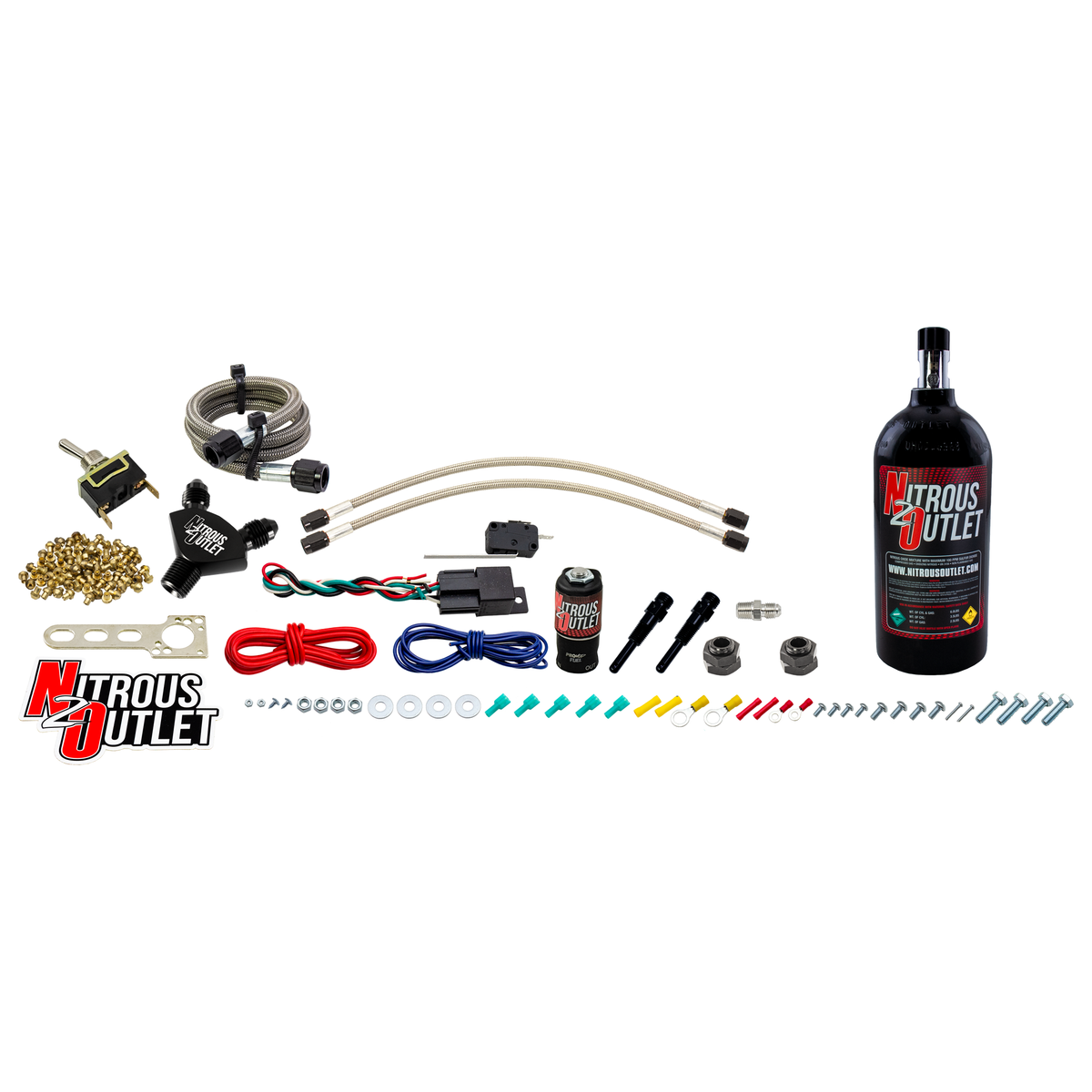 Nitrous Outlet Powersports EFI Twin Cylinder Dry Nozzle System (Aluminum 90 Degree Nozzle)(20,30,40,50,60 HP)(No Bottle)