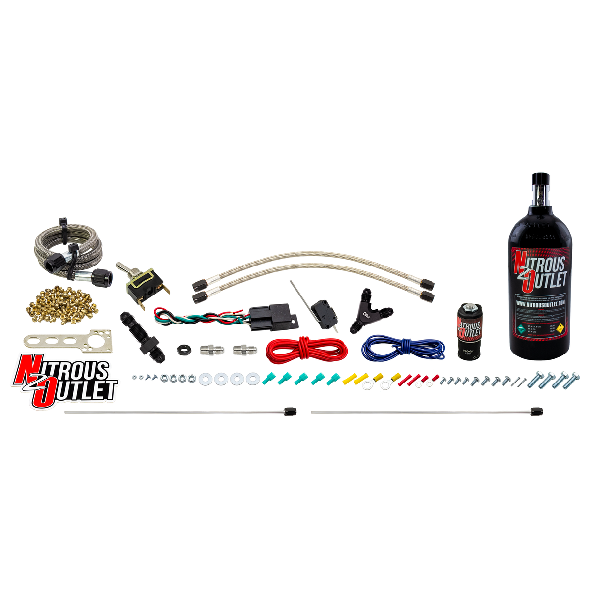 Nitrous Outlet Powersports Dry Twin Discharge Hard-Line System (20,30,40,50,60 HP)(5LB Bottle)