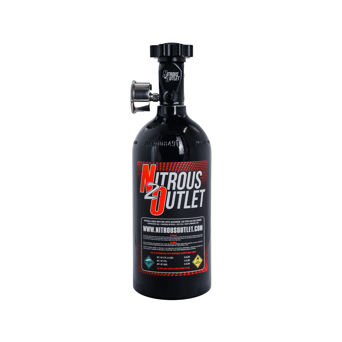 Nitrous Outlet 2.5lb PowerFlow Sport Nitrous Bottle - Billet .355 ID Valve With Out Pickup Tube