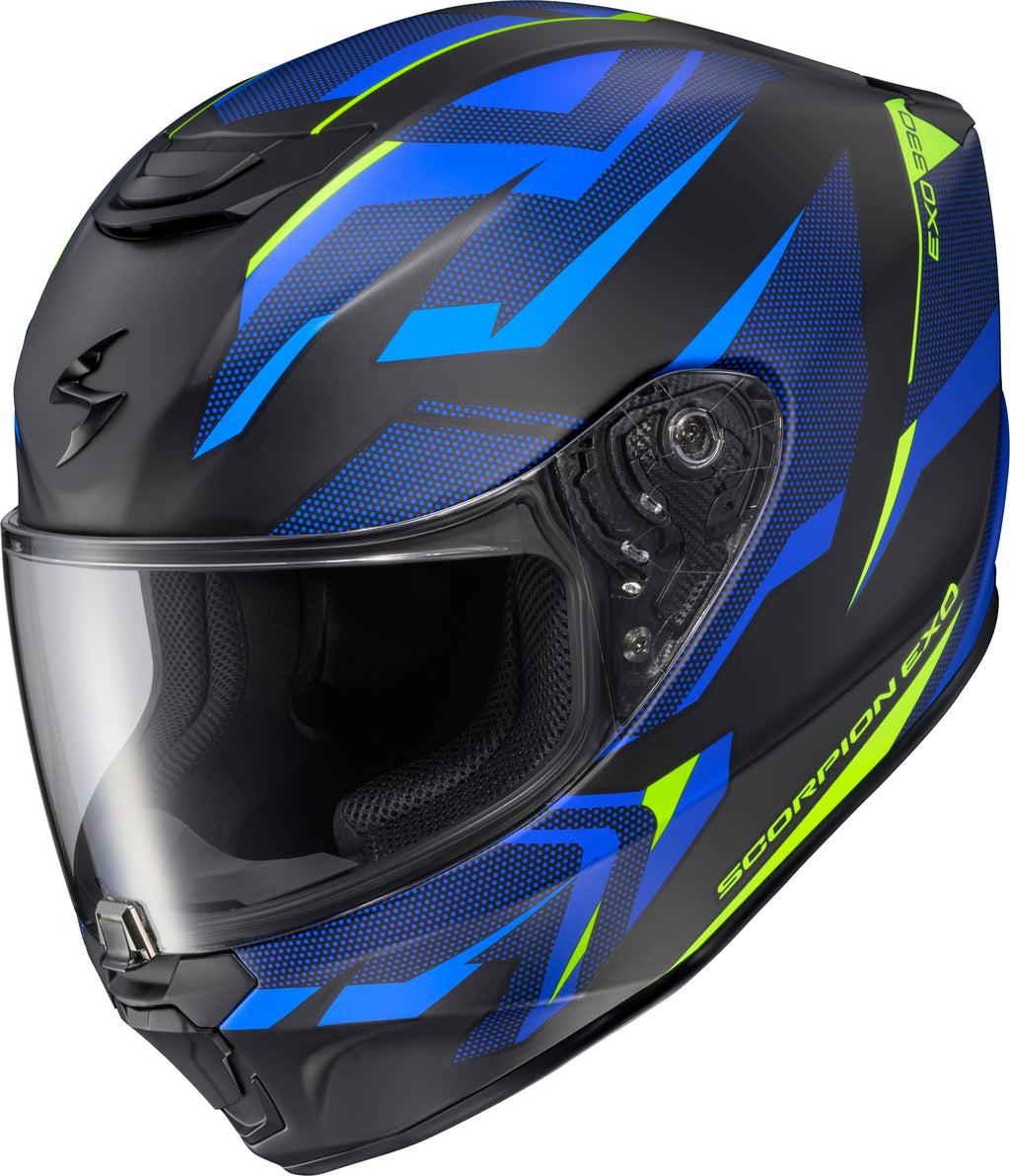 Exo R330 Full Face Helmet Saga Black/Blue/Hi Vis Xl