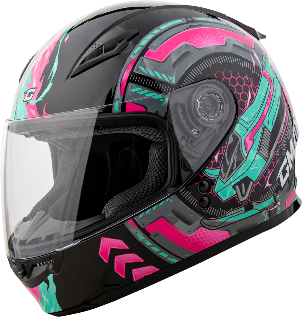 Youth Gm 49y Charge Helmet Black/Pink/Aqua Yl