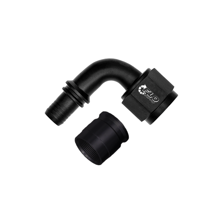 Flo Supply 8AN PTFE Crimp 90 Degree Swivel Hose End