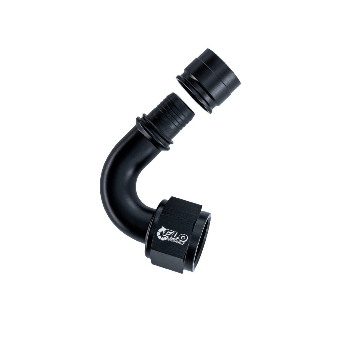 Flo Supply 10AN PTFE Crimp 120 Degree Swivel Hose End-Matte Black