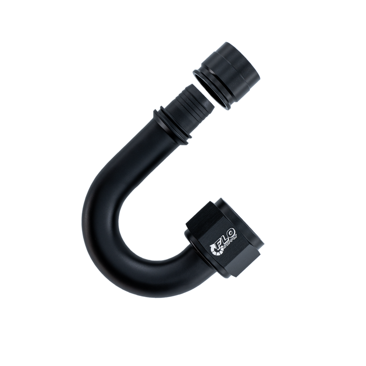 Flo Supply 16AN PTFE Crimp 180 Degree Swivel Hose End-Matte Black