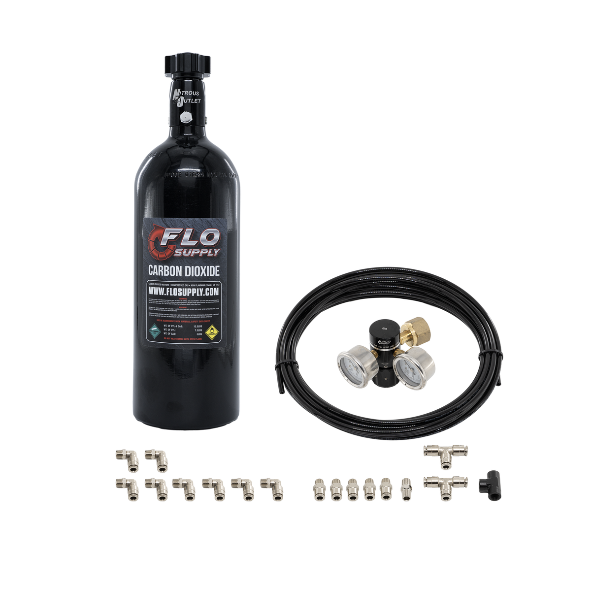 Flo Supply Dual Wastegate CO2 Plumbing Kit - 5lb Bottle / No Bracket