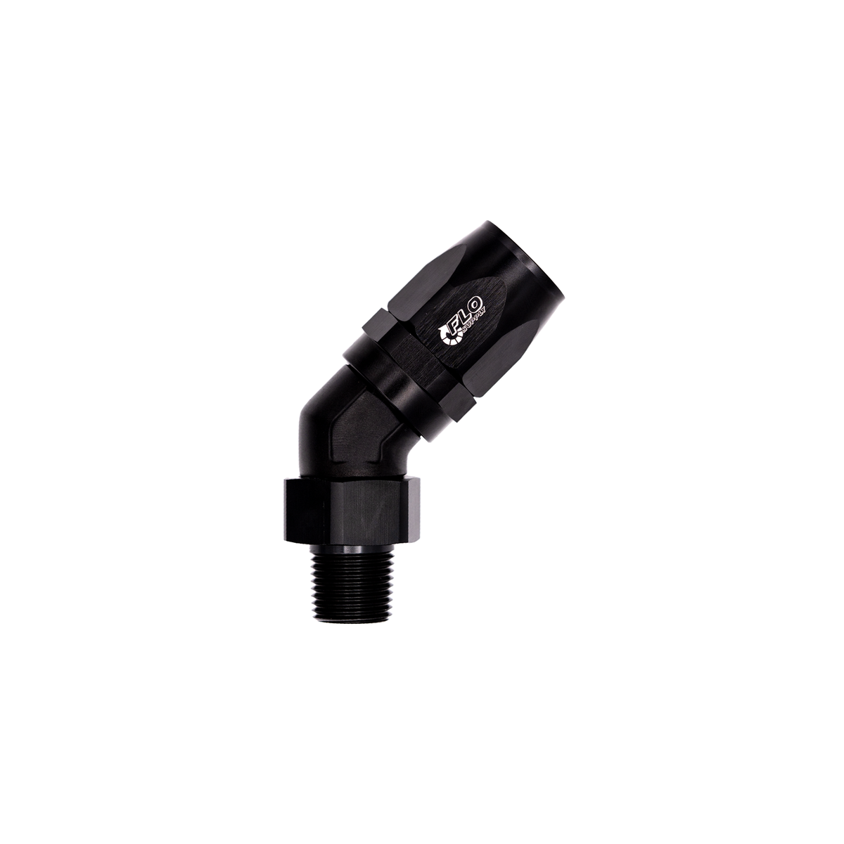 Flo Supply 1/2" NPT To 10AN Cutter Forged 45 Degree Swivel Forged Hose End
