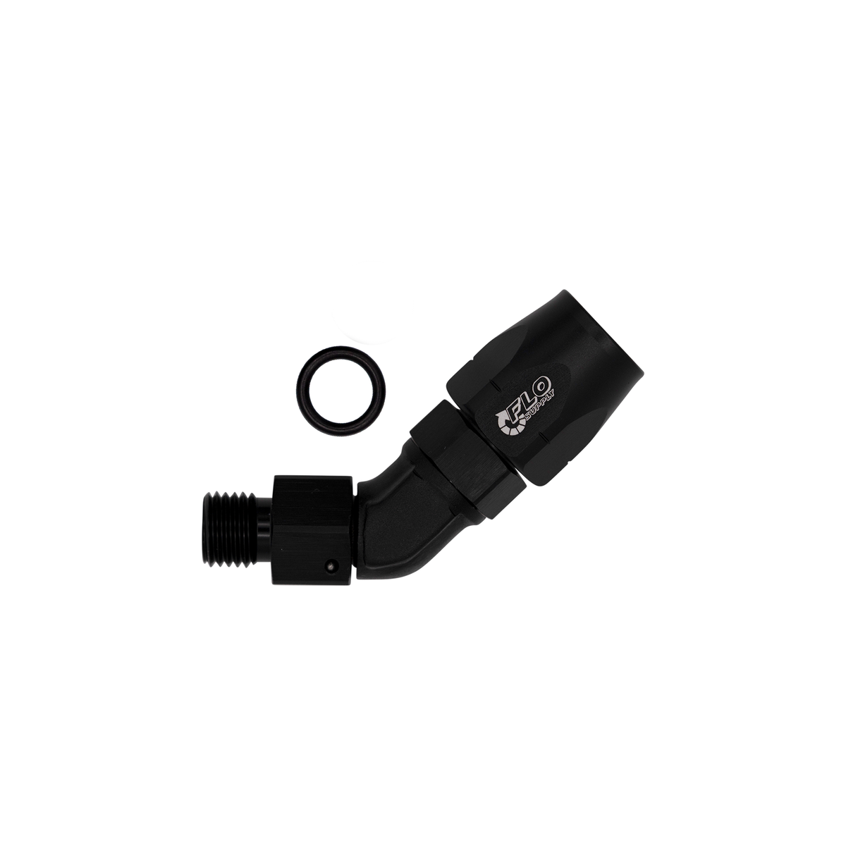 Flo Supply 8AN ORB To 8AN Cutter Forged 45 Degree Swivel Forged Hose End