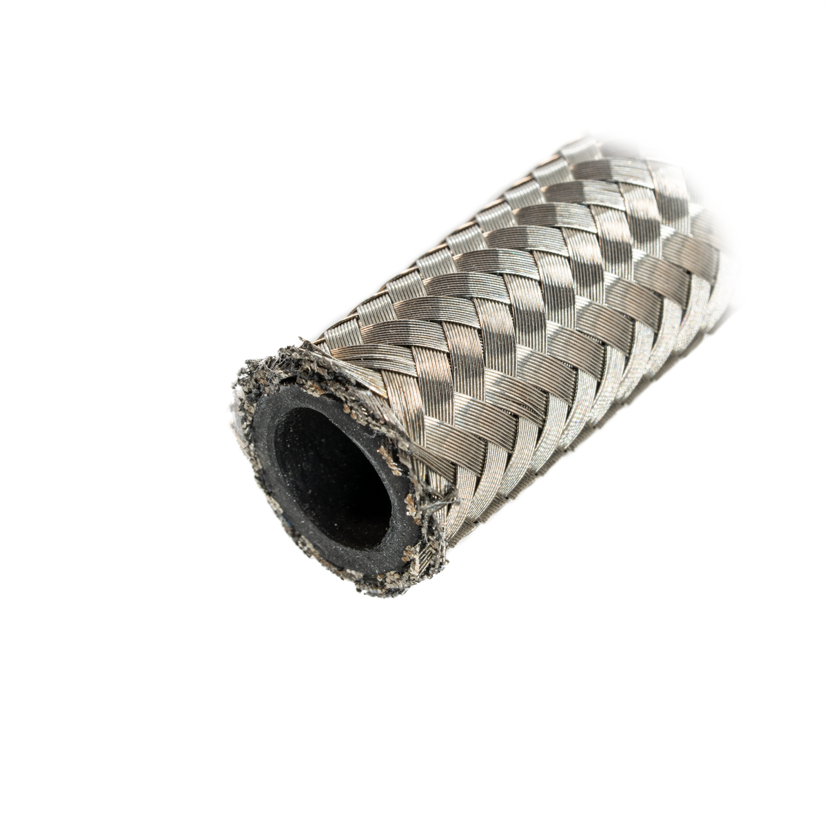 Flo Supply 8AN Stainless Steel Braided Hose - Synthetic Rubber Liner- 3 Ft.