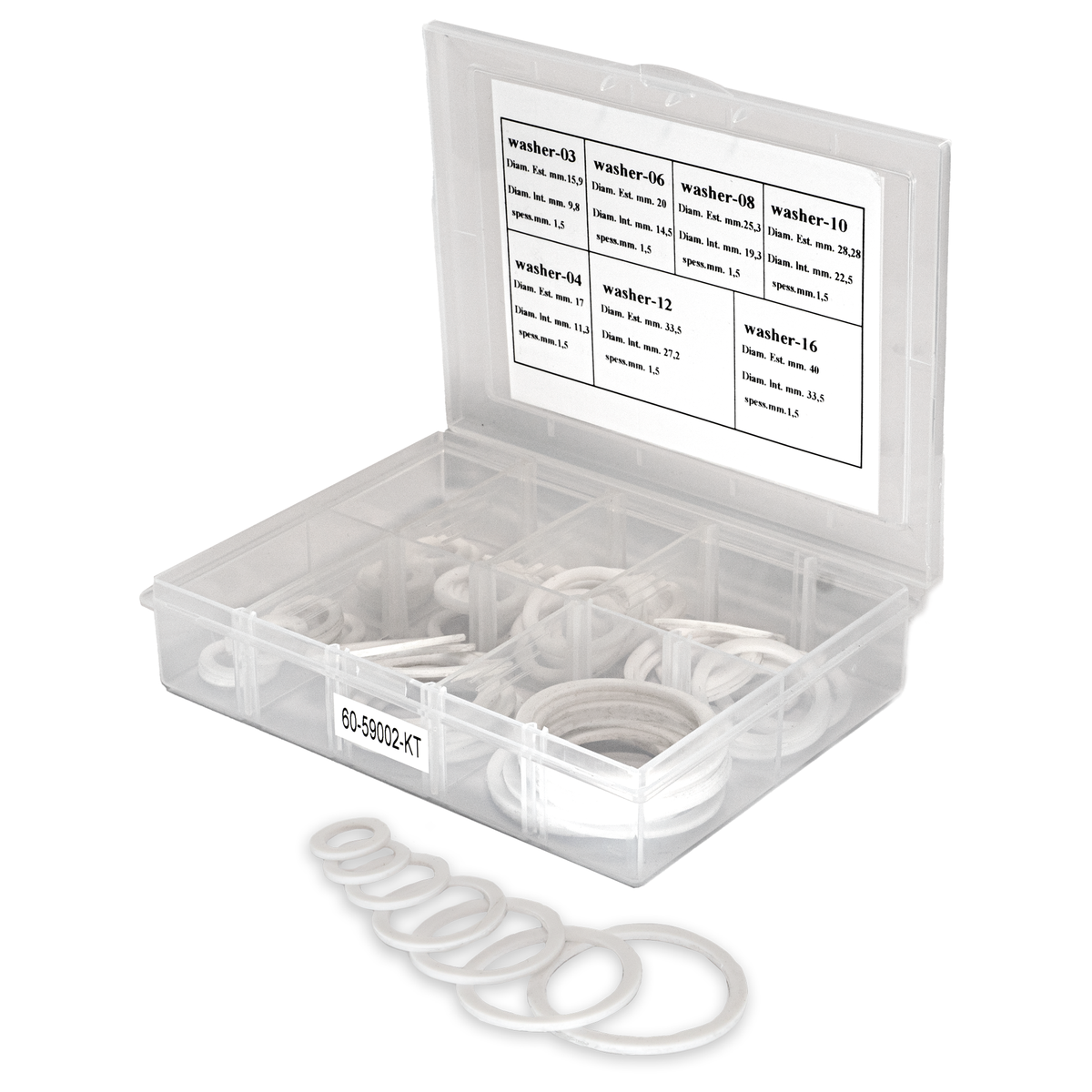 Flo Supply Teflon Washer Set - 10 each of 3AN, 4AN, 6AN, 8AN, 10AN, 12AN, 16AN