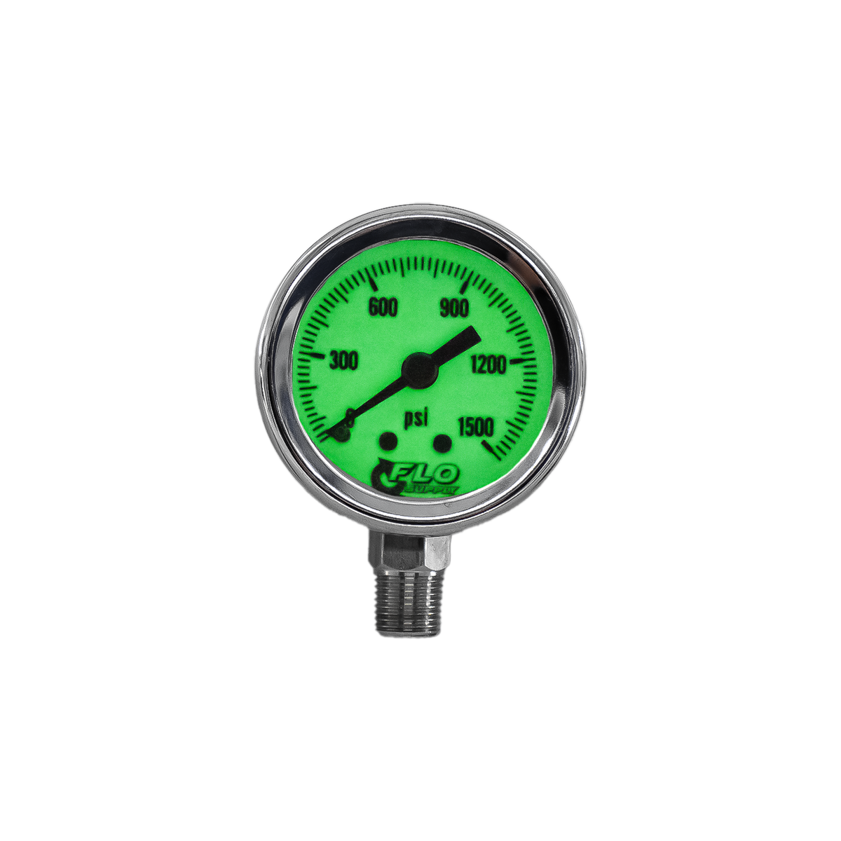 Flo Supply Luminescent CO2 Pressure Gauge - Bottom Inlet / 0-1500 PSI