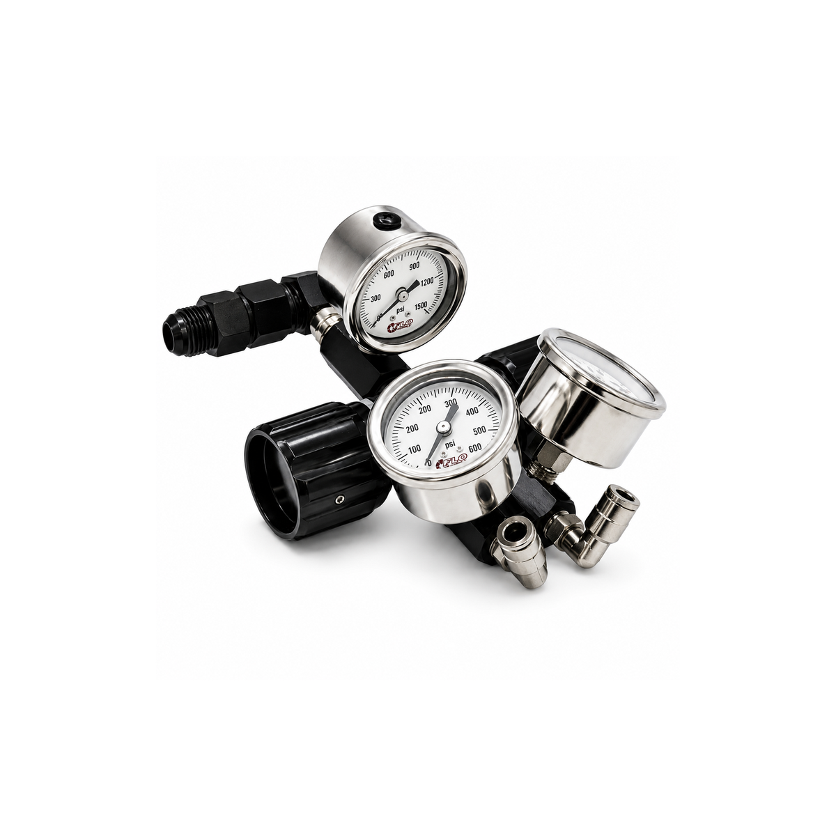 Flo Supply In-Line 2 in 1 High Flow Adjustable Pressure Regulator Assembly - 8AN / 0-475psi