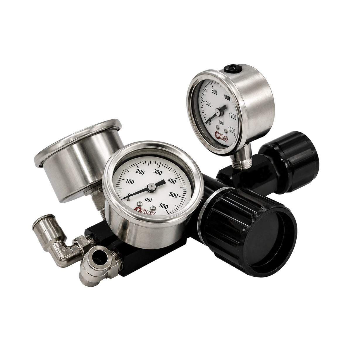 Flo Supply 2 in 1 High Flow Adjustable Pressure Regulator Assembly - (0-400psi Per Side)