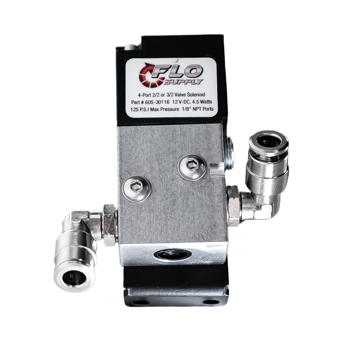 Flo Supply Single 4-Port Solenoid Valve with 90 Degree Bracket & Fittings
