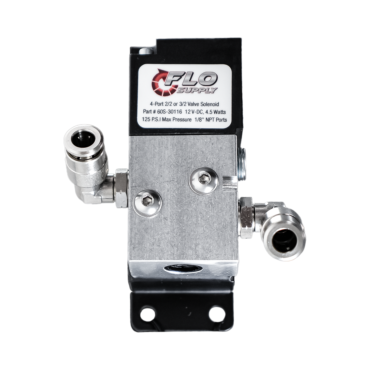 Flo Supply Single 4-Port Solenoid Valve with Stepped Bracket & Fittings