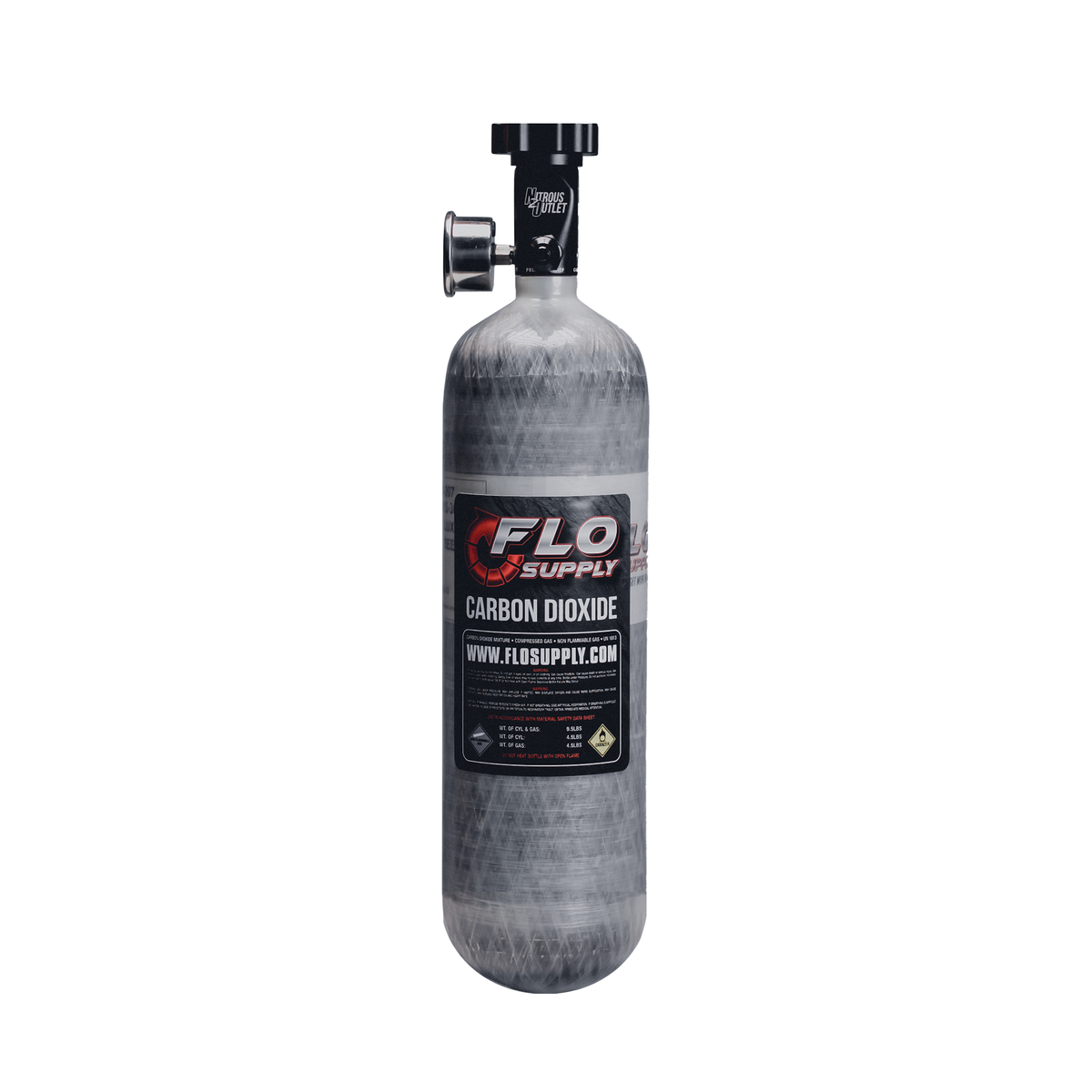 Flo Supply 4.5lb PowerFlow Sport Composite CO2 Bottle - Billet .355 ID Valve