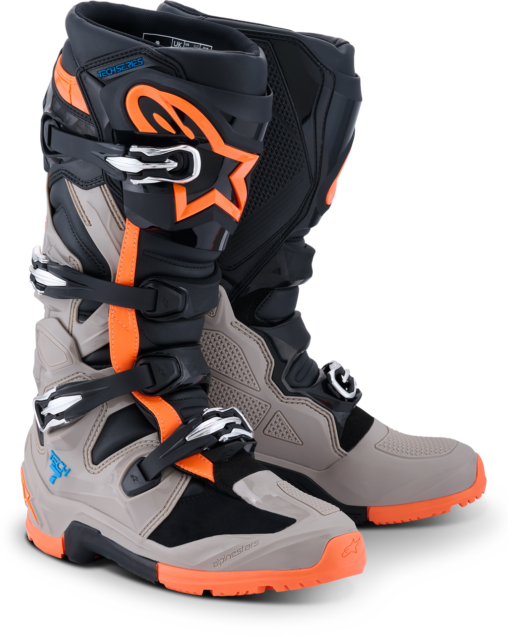 Tech 7 Enduro Blk/Warm Gry/Orange Fluo 13