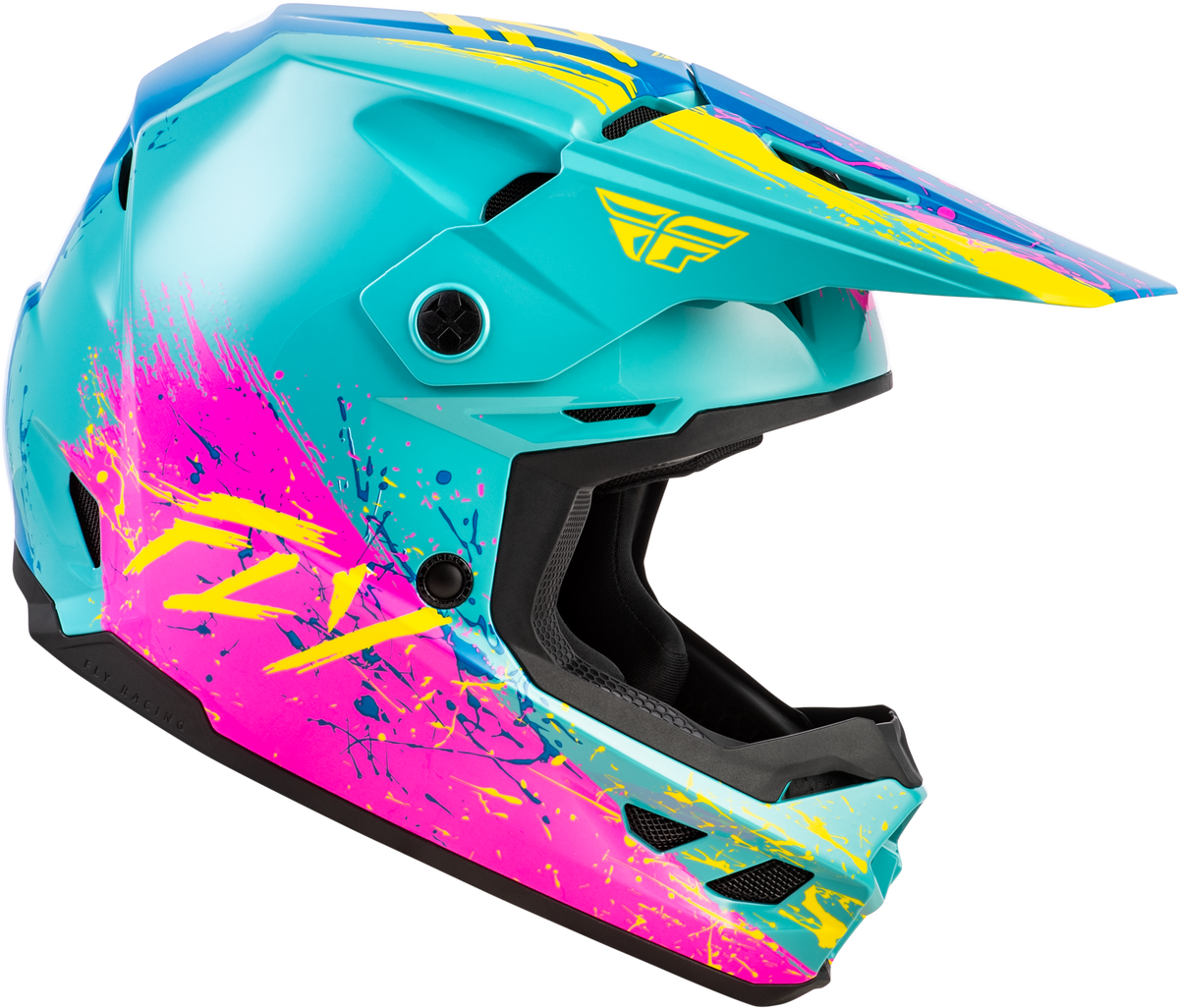 Youth Kinetic Drip Helmet Turquoise/Pink/Yellow Ys