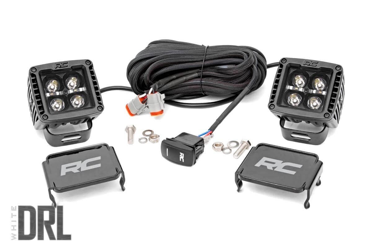 Rough Country 2 Inch Black Series LED Light Pods Spot | White DRL