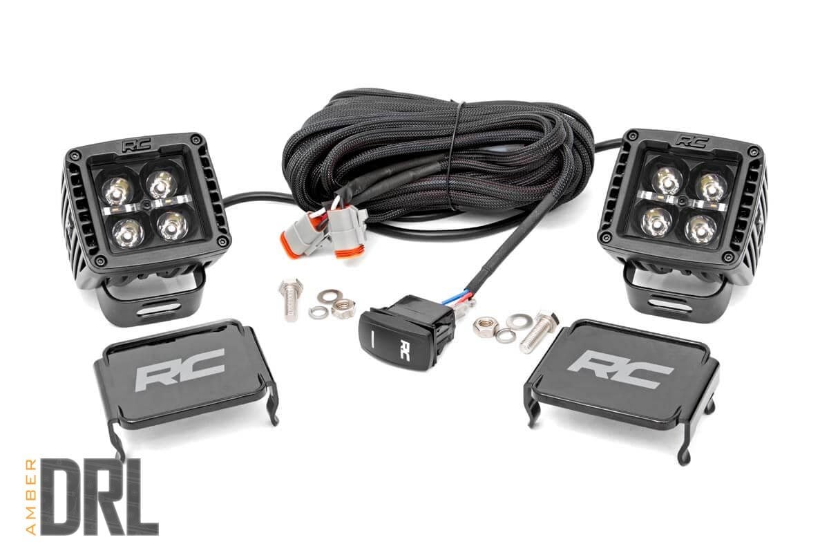 Rough Country 2 Inch Black Series LED Light Pods Spot | Amber DRL
