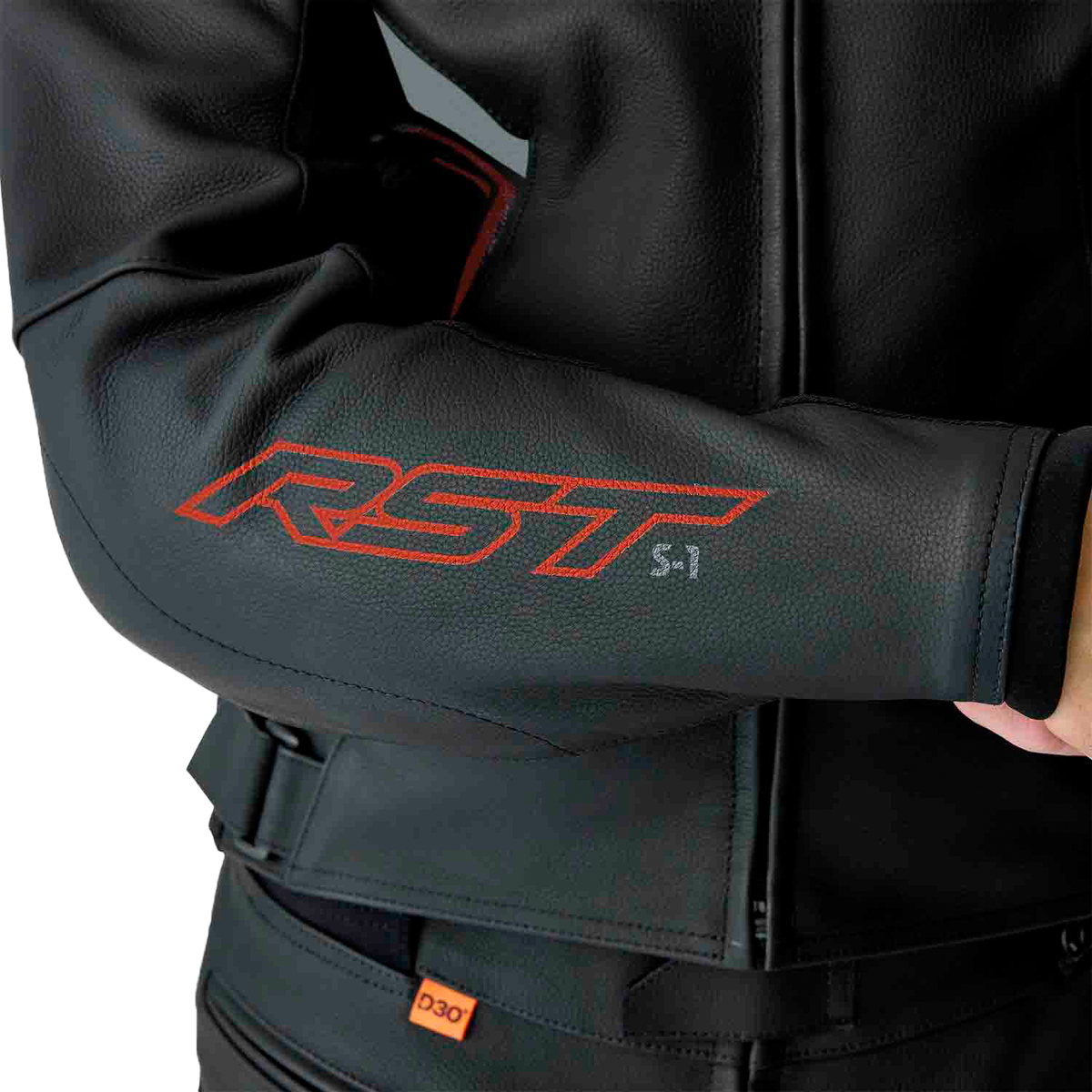 S1 D3o Leather Jacket Blk/Gry/Red Md