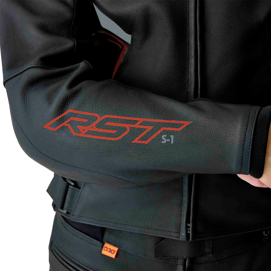 S1 D3o Leather Jacket Blk/Gry/Red Lg