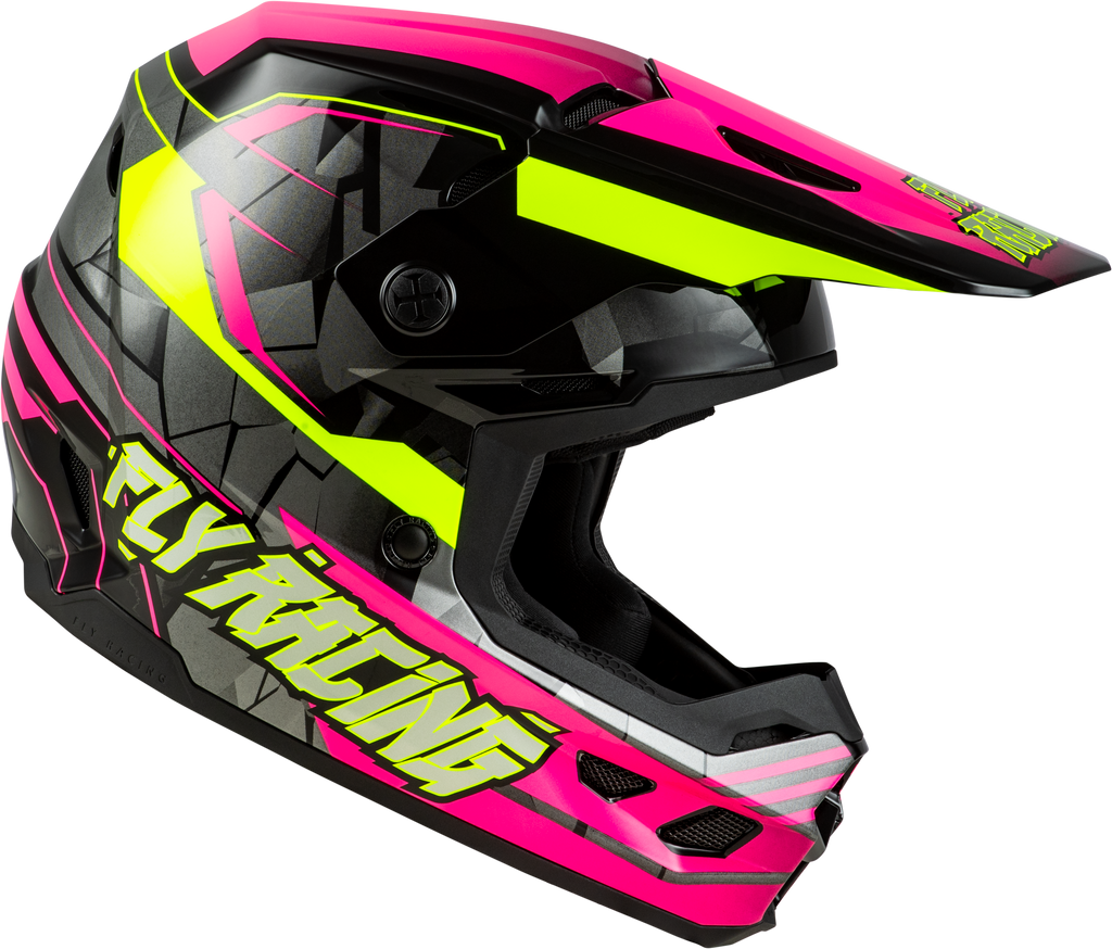 Youth Kinetic Scorched Helmet Neon Pink/Hi Vis/Black Yl