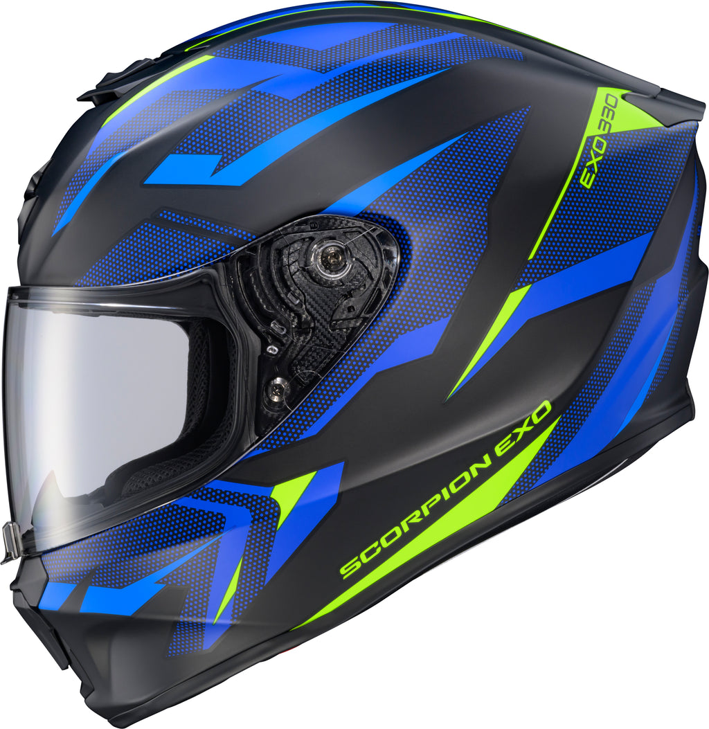 Exo R330 Full Face Helmet Saga Black/Blue/Hi Vis Xl