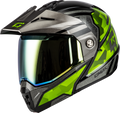 Md 74 Striker Modular Helmet W Gld Shld Blk/Slvr/Grn Mtlc Xs