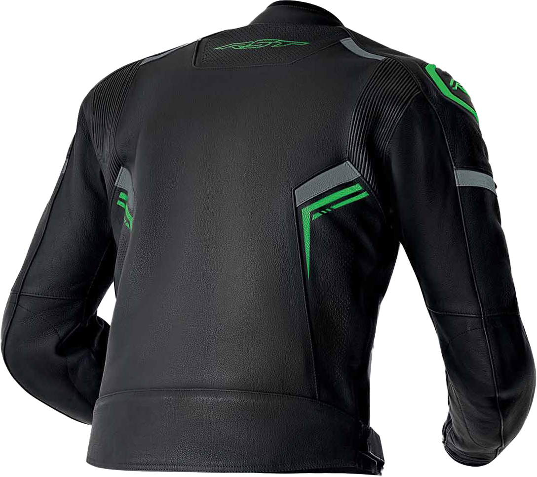 S1 D3o Leather Jacket Blk/Gry/Flo Grn 2x