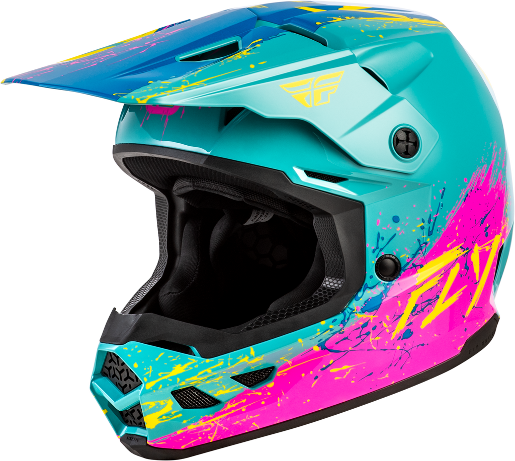 Youth Kinetic Drip Helmet Turquoise/Pink/Yellow Yl